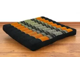 Meditationskissen, Kapoksitzkissen  *schwarz / orange*  (gro)