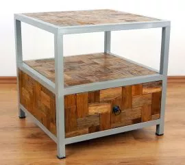 Java, Nachtschrank, Beistelltisch aus *Teak und Metall*   Nr.378