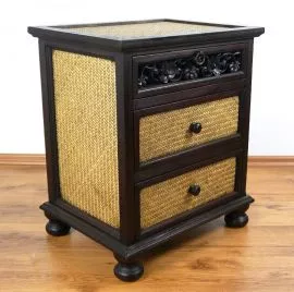Rattankommode/Nachtschrank *Schnitzerei*  Nr.70