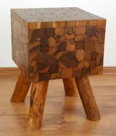 eckiger *Teakholzhocker* aus Indonesien (Java)