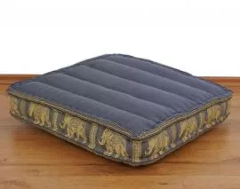 Sitzkissen, Bodensitzkissen mit Seidenstickerei  *grau - Elefanten*