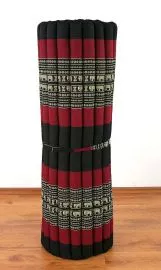 Thai Rollmatte, Gymnastikmatte  *schwarz / Elefanten*  Gr.L