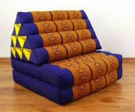 Thaikissen, Dreieckskissen, 2 Sitzauflagen  *blau - gelb*