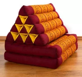 Thaikissen, Dreieckskissen, 2 Sitzauflagen  *rot - gelb*