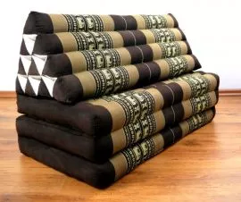 Thaikissen, Dreieckskissen  *braun / Elefanten*  (XXL-Breite)