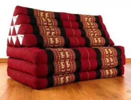 Thaikissen, Dreieckskissen  *rot / Elefanten*  (XXL-Breite)