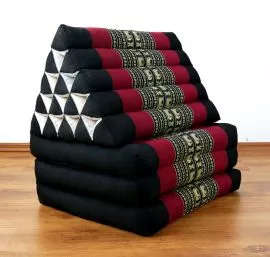 Thaikissen, Dreieckskissen  *schwarz / Elefanten*  (XXL-Hhe)