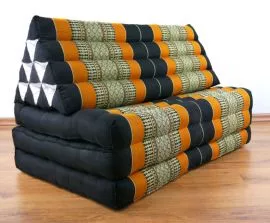 Thaikissen, Dreieckskissen  *schwarz / orange*  (XXL-Breite)