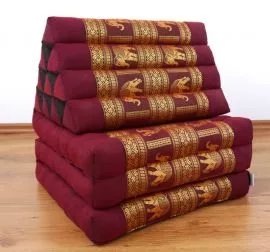 Thaikissen, Sitz- Liegekissen, Dreieckskissen  *rot-Elefanten / Seide*