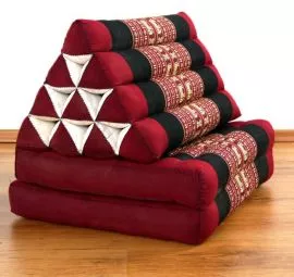 Thaikissen, Dreieckskissen, 2 Sitzauflagen  *rot - Elefanten*