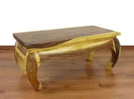 Thailndischer Opiumtisch in *natur* mit Schnitzerei