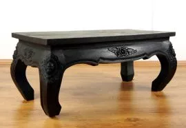 Thailndischer Opiumtisch in *schwarz* mit Schnitzerei