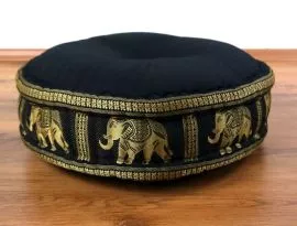 Zafukissen, Meditationskissen  *schwarz / Elefanten*